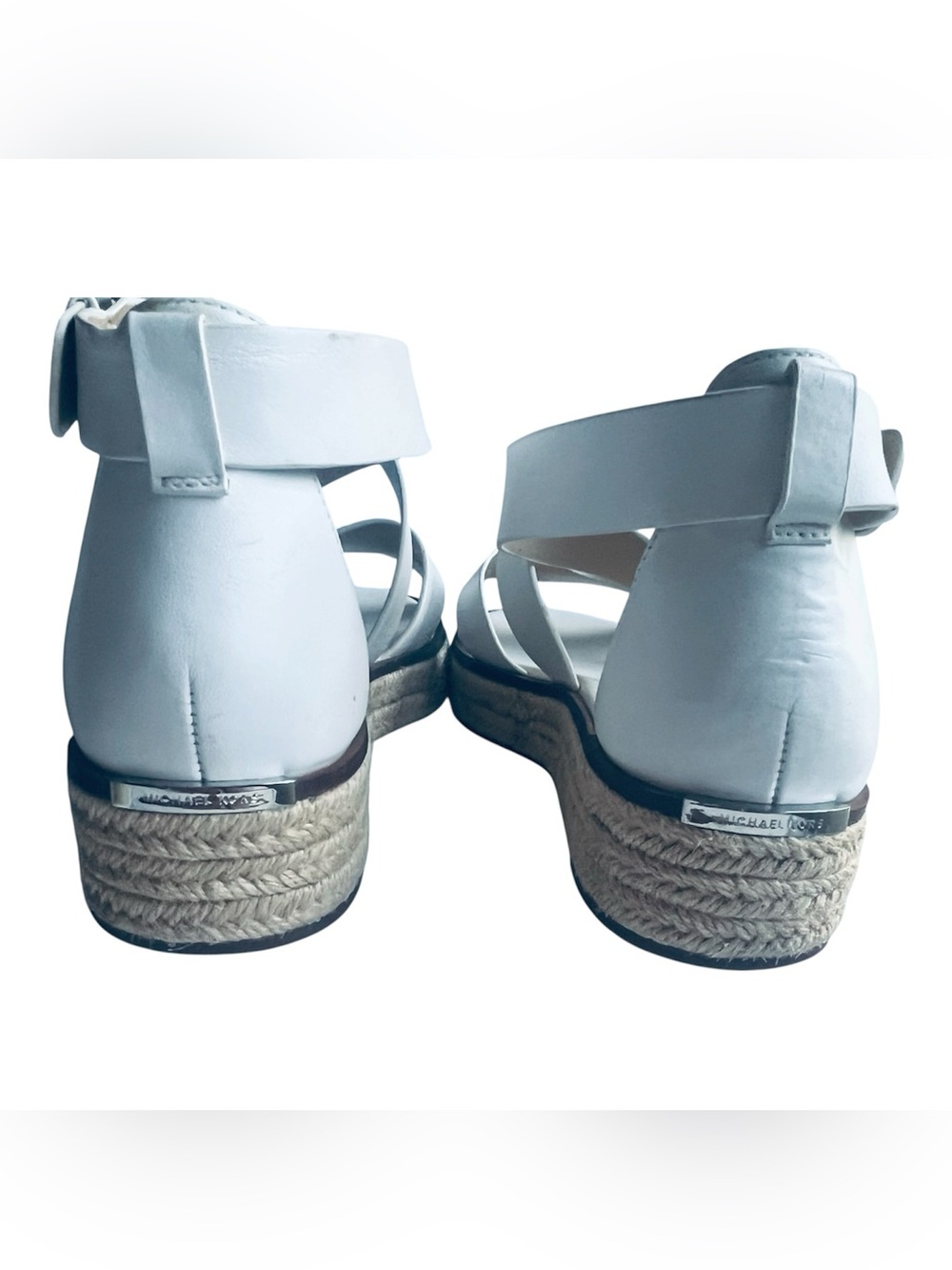 Michael Kors Frieda Optic White Leather Flat Sandals - New with Minor Fix 9 - Picture 2 of 6